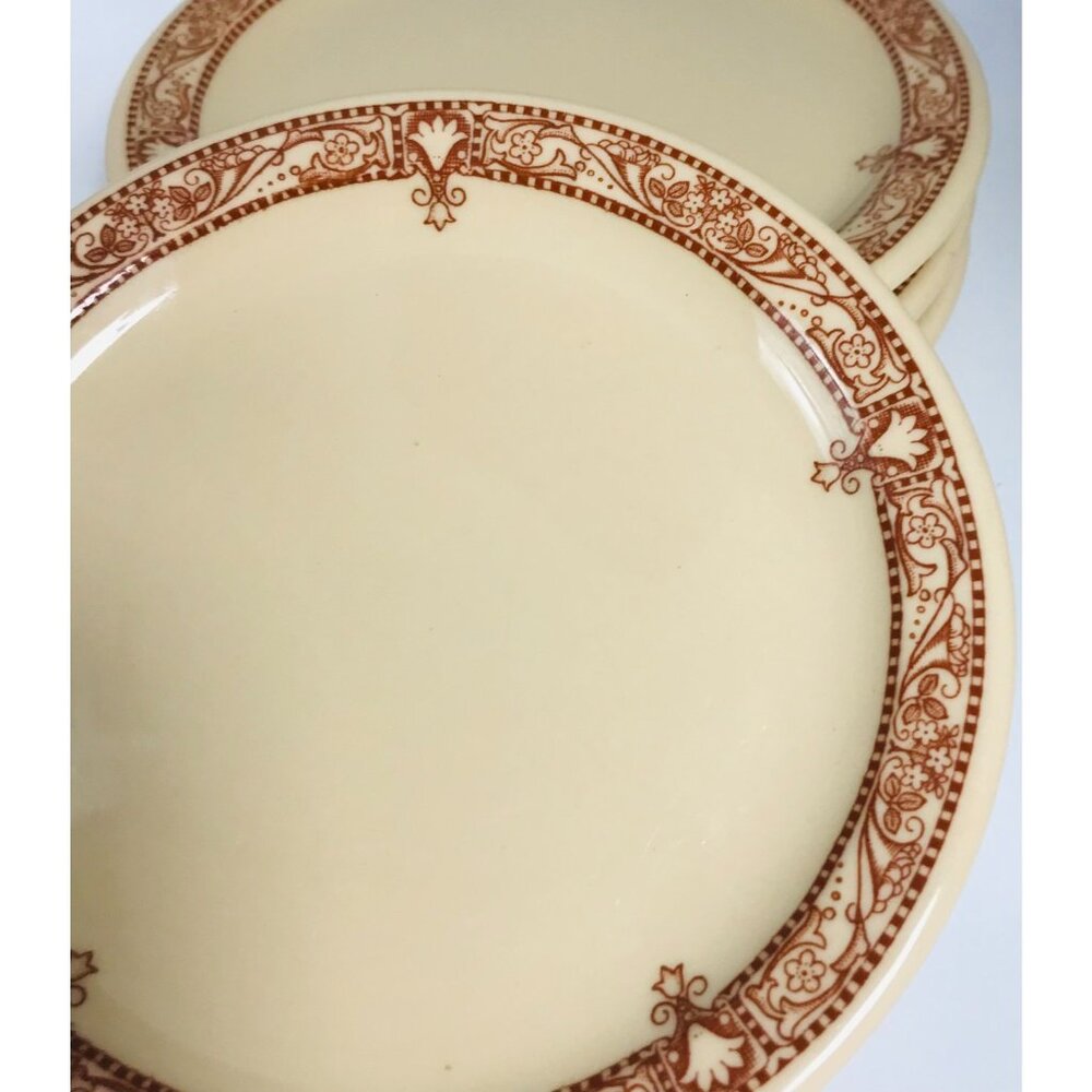4 Vintage Edgemere Bread Plates Inca Ware Shenango Restaurant Ware Tan 5.5" - Picture 4 of 5